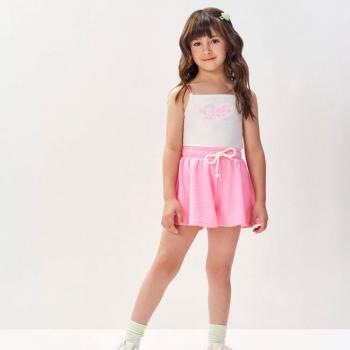 CONJ BLUSA E SHORTS NATURAL/ROSA BARBIE