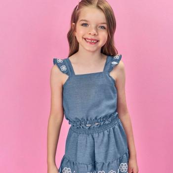 CONJ INFANTIL BLUSA E SHORTS JEANS /AZ JEANS