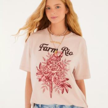 TSHIRT MEDIA ARARA EM FLORES
