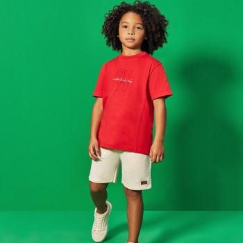 CONJ CAMISETA E BERMUDA VERMELHO/OFF WHITE