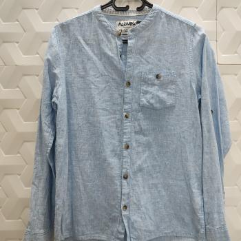 CAMISA SOCIAL AZUL DE LINHO MASCULINA TAM 14 - FUZARKA