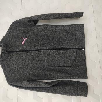 JAQUETA MOLETOM INFANTIL CINZA COM BOLSOS NA FRENTE FEM TAM 8 - PUMA