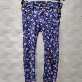 CALÇA FLORAL INFANTIL ROXO COM FLORES ROSA TAM 6 - VANGUAR