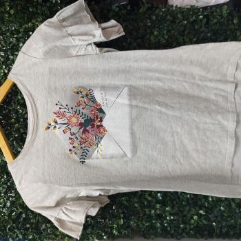 BLUSA INFANTIL CINZA ESTAMPA CARTA COM FLORES FEM TAM 12- PALOMINO