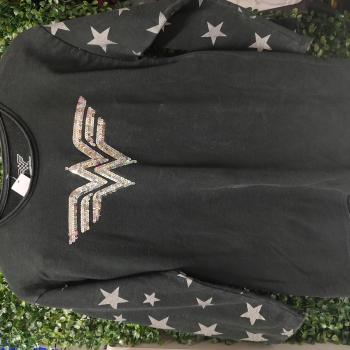 BLUSA DE MOLETOM INFANTIL PRETA ESTAMPA WONDER WOMAN FEM TAM 16 - RIACHUELO