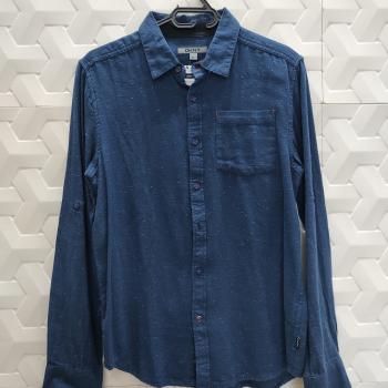 CAMISA SOCIAL AZUL MARINHO COM FLOCOS MASCULINO TAMANHO G - DKNY