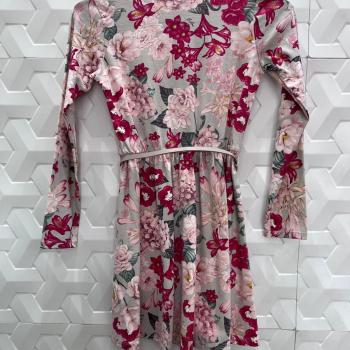 VESTIDO BEJE ESTAMP FLORAL VERM/ROSA FEM TAM 10- MILON