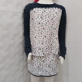 CONJUNTO BLUSA DE MANGA LONGA E SHORT SAIA ESTAMPADA DE CACHORRINHOS - MISS TRM