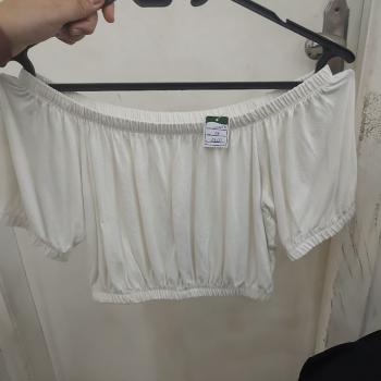 CROPPED OMBRO A OMBRO CIGANINHA BRANCA SIMPLES FEM TAM PP - CLOCKHOUSE