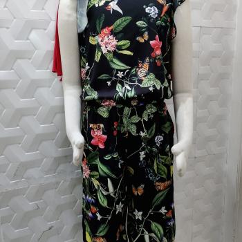 MACACÃO LONGO PRETO FLORAL BEIJA FLOR INFANTIL TAM 12 - NINALI