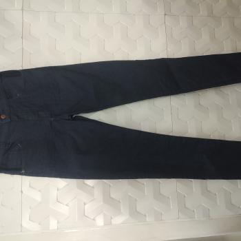 CALÇA FEMININA TAMANHO 40 JEANS LAVAGEM AZUL ESCURO COM ELÁSTICO AJUSTÁVEL - ELEXY