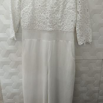 MACACÃO RENDA BRANCO CANELADO FEMININO TAMANHO M - J&M
