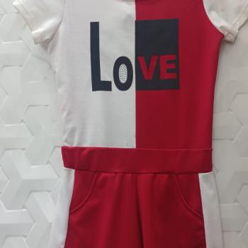 MACAQUINHO LOVE VERMELHO E BRANCO INFANTIL TAM 14  - GAROTAS TEEN