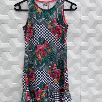 VESTIDO ESTAMPADO FLORES E BABADO FEM TAMANHO 12 -  MENINA BOBA COLLECCTION