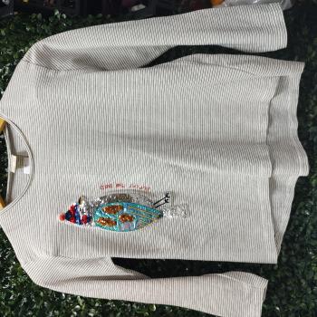 BLUSA INFANTIL FEM COM MANGA LISTRADA COM ESTAMPA DE PASSARO TAM 10 - ZARA KIDS