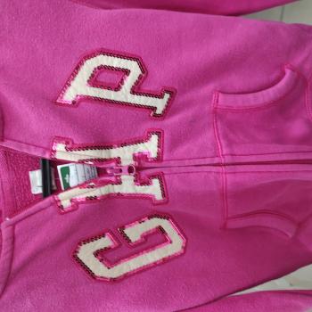 BLUSA DE FRIO ROSA CHOQUE COM TOUCA E ZIPPER 8 - GAP KIDS