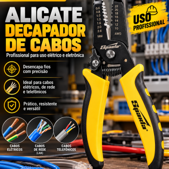 Alicate Decapador de Cabos Sparta Profissional para Desencapar Fios Elétricos Cabos de Rede e Cabos Telefônicos Uso Elétrico e Eletrônica**