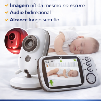 Babá Eletrônica com Câmera Monitor LCD Visão Noturna Áudio Bidirecional Temperatura VOX Segurança Bebê CAM-01**