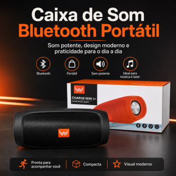 Caixa de Som Bluetooth Portátil Charge Mini 3+ Sem Fio Recarregável USB Pen Drive Cartão SD Rádio FM Speakerphone Resistente a Respingos 12h INTL***