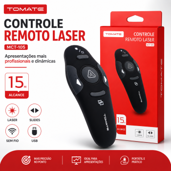 Apresentador Laser Sem Fio USB PowerPoint Plug Play Controle Slides H’Maston JP-27 Tomate MCT-105++