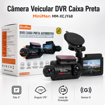Câmera Veicular DVR Caixa Preta Automotiva Full HD Sensor G Tela 3 Pol Visão Noturna MiniMen MM-XCJY68