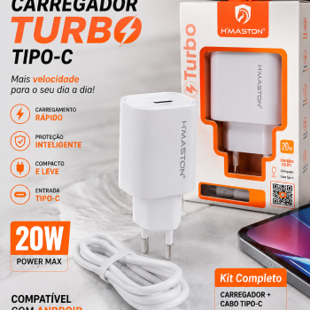 Kit Carregador Turbo iPhone 5.1A Bivolt com Cabo Lightning 1 Metro Dupla Saída USB Carregamento Rápido para iPhone 6 7 8 X XR XS 11 12 13 14 iPad iPod e Acessórios H’Maston Y24-2