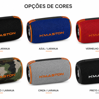 Caixa de Som Bluetooth H’Maston 40W Portátil IPX6 Resistente à Água Áudio Estéreo Hi-Fi Luz RGB TWS Recarregável Compatível Celular Tablet Notebook Uso Festa e Externo**