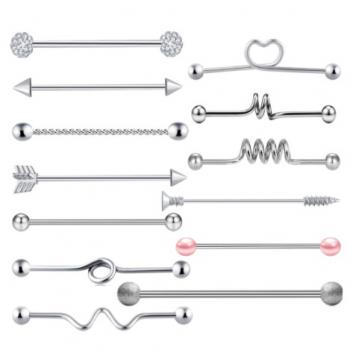 PIERCING MEGABELL TRANSVERSAL PRATA / PRETO