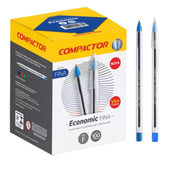 CANETA COMPACTOR ESC FINA AZUL