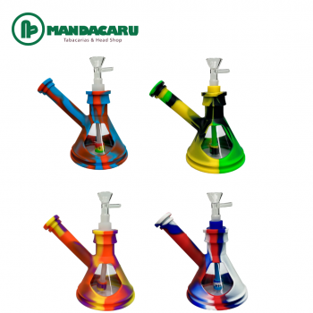 BONG SILICONE E VIDRO MOON PYRAMID 15cm