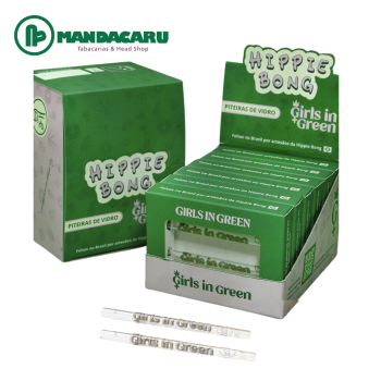 PITEIRA VIDRO HIPPIE BONG ALONGADA GIRLS IN GREEN 8cm (Dsp 6x2)