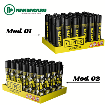 ISQUEIRO CLIPPER GRANDE PAPELITO PRETO (Display 24und)