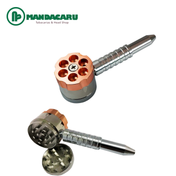 TRITURADOR METAL + CACHIMBO TAMBOR REVOLVER 38mm [PH-1826]