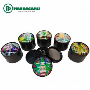 TRITURADOR METAL RICK MORTY PRETO 4P 50mm [TX0040]