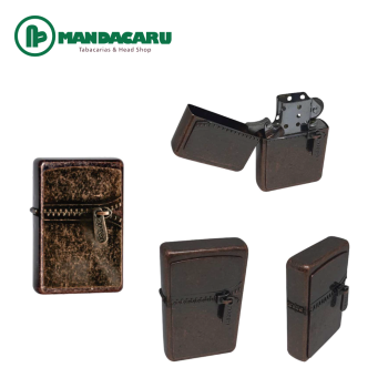 ISQUEIRO METAL HIT RECARREGAVEL ZIPPER BRONZE [S1607C] (Und)