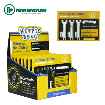 PITEIRA VIDRO HIPPIE BONG PADRÃO 4cm - COM BOCAL (Dsp 7x3)