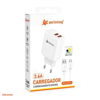 CARREGADOR RAPIDO 3.6A TIPO-C PEI-U278-3