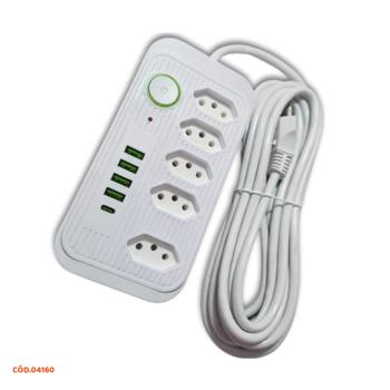 FILTRO DE LINHA  COIBEU 2 METROS 5 TOMADAS BIVOLT COM 4 USB 2C WKC-541X