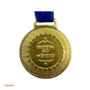 MEDALHA ANGEL MINI 29MM OURO COM CORDAO AZUL