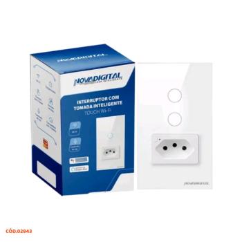 INTERRUPTOR INTELIGENTE WIFI COM 2 BOTOES TOUCH TOMADA DE PAREDE ALEXA MB312-CB35 BR