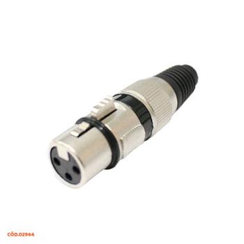PLUG CONECTOR XLR CANNON FEMEA CORPO METALICO