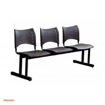 CADEIRA LONGARINA ISO 3 LUGARES POLIPROPILENO PRETO