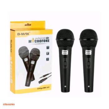 MICROFONE PROFISSIONAL COM FIO 2 MICROFONES B-MAX BM-243