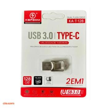 PENDRIVE 128GB 2 EM 1 3.0 KA-T-128 KAPBOM