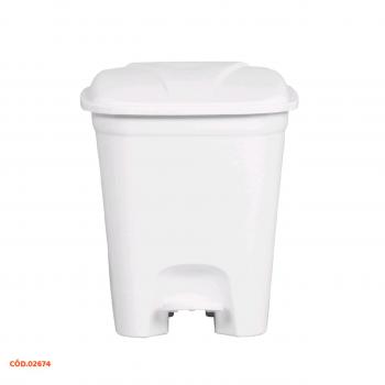 LIXEIRA QUADRADA COM PEDAL 14 LITROS BRANCA
