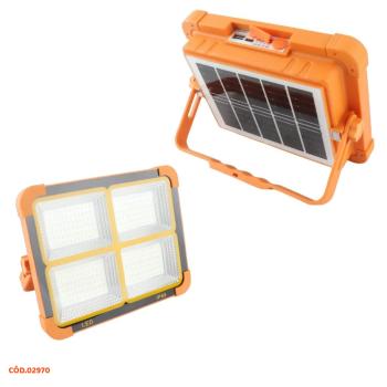 REFLETOR DE LED CARREGAMENTO SOLAR/USB 200W LARANJA/BRANCO SEM BATERIA