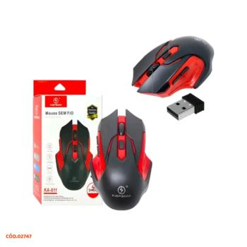 MOUSE GAMER SEM FIO KA-611 PRETO/VERMELHO