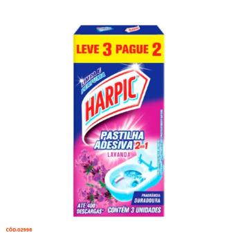 PASTILHA ADESIVA SANITARIA HARPIC 2 EM 1 LEVE 3 PAGUE 2 LAVANDA