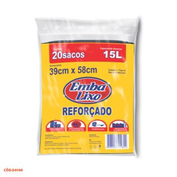 SACO LIXO EMBALIXO RECICLADO ALMOF PRETO 15L 20 UNIDADES