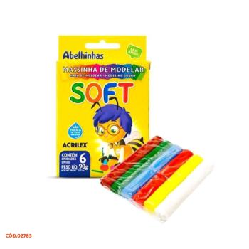 MASSINHA DE MODELAR SOFT ACRILEX 90G 6 CORES